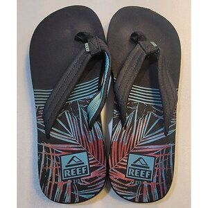 Reef Kids Boys Palm Tree Leaf Flip Flops‎ Sandals Size 2/3
